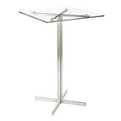 Contemporary Home Living 42" Clear Glass and Stainless-Steel Fuji Contemporary Square Bar Table