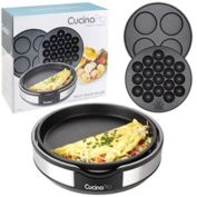CucinaPro Multi Baker Deluxe- 3 Interchangeable Skillets for Grilling, Baking or Dessert Making- Grilled Cheese, Omelets, Personal Pizza, Takoyaki, Sandwiches, Cake Pops & More