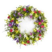 Melrose Home Decorative Mixed Floral Wreath 28"D Polyester/Plastic