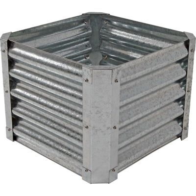 Sunnydaze Outdoor Lawn and Garden Galvanized Steel Square Raised Vegetable Garden or Flower Bed Planter Kit - 22" - Silver
