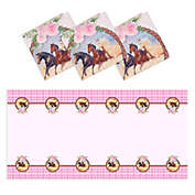Blue Panda 3 Pack Horse Plastic Table Covers, Cowgirl Birthday Party Supplies for Girls (54 x 108 In)