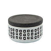 Kingston Living 4" Black and White Dotted Round Decorative Box with Lid