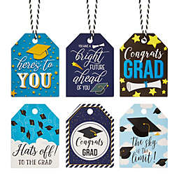 Blue Panda Gift Tags with String for Graduation Gifts, 2022 Congrats Grad (6 Designs, 120 Pieces)
