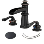 Bwe 8 in. Waterfall Widespread 2-Handle Bathroom Faucet With Pop-up Drain Assembly