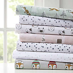 Intelligent Design 100% Cotton Flannel Pigment Printed Sheet Set - Twin - Grey Stars