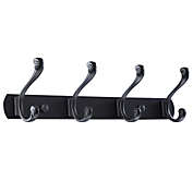 Unique Bargains Wall Mount Coat Hook Rack Hanger with 4 Retro Hooks, Stainless Steel Jackets/Coats/Hats/Scarves Towel Hanger with Screws, Black A, 13.8" x 2.8" x 3.7"(L*W*H)