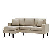 Saltoro Sherpi Gem 72 Inch 2 Piece Sectional Sofa and Ottoman, Removable Cushions, Beige-