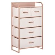 mDesign Tall Dresser Storage Chest, 5 Fabric Drawers