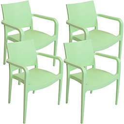 Sunnydaze Landon Plastic Dining Armchair - Light Green - 4-Pack
