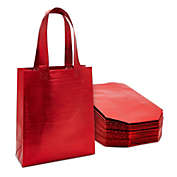 Sparkle and Bash Non Woven Reusable Tote Bags, Metallic Red Gift Bags with Handles (10x8 In, 20 Pack)
