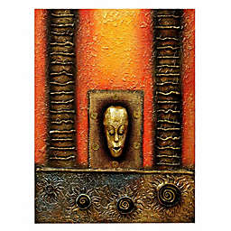 Stoneage Arts Inc Gold and Orange Rectangular 3D Abstract Mask Wall Art Hanging Tapestry 32