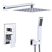 Infinity Merch Wall Mounted Shower Faucet Combo Set with 12 Inches Rainfall Shower Head in Chrome