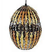 Saltoro Sherpi Decorative Rattan Hanging Lantern, Brown And Black-
