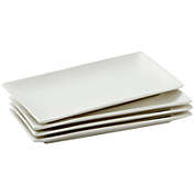 Juvale White Ceramic Serving Platter Trays, Set of 4 Rectangular Appetizer Plates (9.5 Inches)