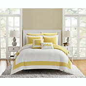 NY&C Home Gibson 9 Piece Comforter Set Striped Hotel Collection Design Bed In A Bag Bedding - Sheets Pillowcases Decorative Pillows Shams Included, Queen, Yellow