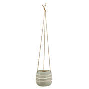 Kingston Living 7" Gray and White Ceramic Outdoor Hanging Planter