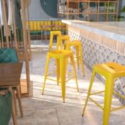 Flash Furniture Kai Commercial Grade 30" High Backless Yellow Metal Indoor-Outdoor Barstool with Square Seat