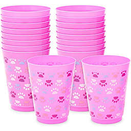 Sparkle and Bash Paw Print Plastic Tumbler Cups, Cat Birthday Party Supplies (16 oz, 16 Pack)