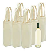 Blue Panda Canvas Wine Carrying Bags with Handles, Bottle Gift Totes (6 Pack)