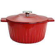 Martha Stewart 5 Quart Enameled Cast Iron Round Dutch Oven in Red with Lid