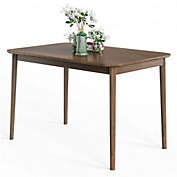 Costway 43.5 Inch Modern Kitchen Dining Rectangle Table with Rubber Wood Legs