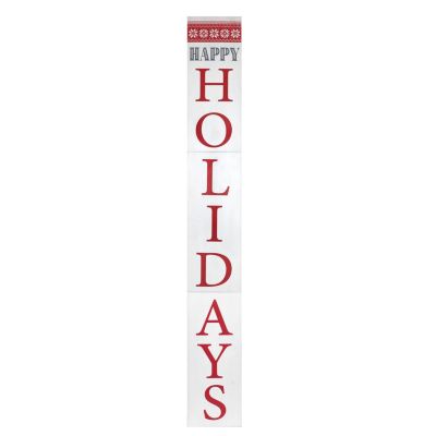 Happy Holiday Wood Porch Sign-White