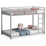 Slickblue Twin over Twin Low Profile Modern Bunk Bed in Silver Metal Finish