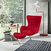 Flash Furniture Red Fabric Swivel Wing Chair and Ottoman Set