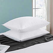 Unikome 2 Pack Cotton Feather and Down Fiber Firm Support Bed Pillows in White,Standard/Queen