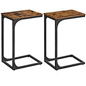 VASAGLE C-Shaped End Table Set of 2, C Tables for Couch, Sofa Side Tables, with Metal Frame, Industrial, for Living Room, Bedroom, Rustic Brown and Black