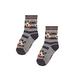Deux par Deux Pattern Socks Grey Mix Dog Print