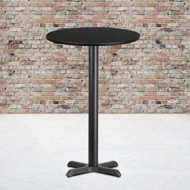 Flash Furniture Stiles 24'' Round Black Laminate Table Top with 22'' x 22'' Bar Height Table Base. View a larger version of this product image.