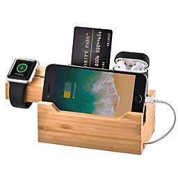 Trexonic 3 in 1 Bamboo Charging Station with Card Holder