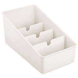 mDesign Plastic Bathroom Storage Organizer Bin Box, 4 Divided Sections