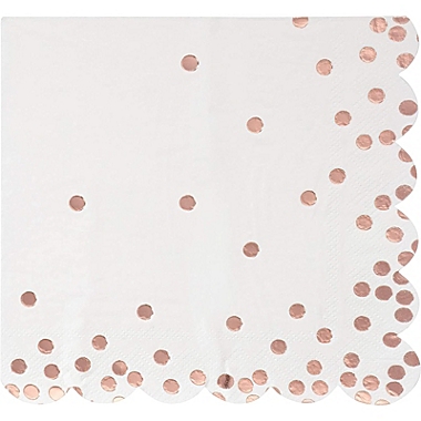Blue Panda Birthday Party Decorations, Polka Dot Napkins (Rose Gold, 50-Pack). View a larger version of this product image.