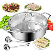 Kitcheniva Stainless Steel Dual Sided Cooking Soup Hot Pot With Lid 11"