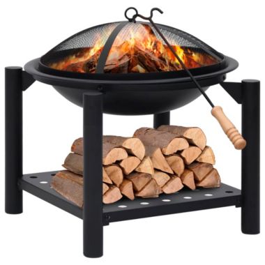 vidaXL Fire Pit with Poker 21.3"x21.3"x21.7" Steel. View a larger version of this product image.