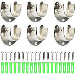 Okuna Outpost Closet Rod Holders with Screws, Stainless Steel (6 Pack)