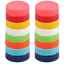 Unique Bargains 16 Pcs Colored Plastic Mason Jar Lids for Wide Mouth Mason Canning Jars Cup