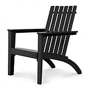 Costway-CA Outdoor Durable Patio Acacia Wood Adirondack Lounge Armchair-Black