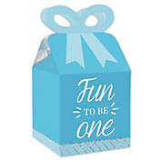 Big Dot of Happiness 1st Birthday Boy - Fun to be One - Square Favor Gift Boxes - First Birthday Party Bow Boxes - Set of 12