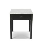 The Bianco Collection Alto 18" Square Italian Carrara White Marble Side Table with Black Legs
