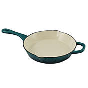 Crock Pot Artisan 10 in. Round Enameled Cast Iron Skillet in Teal Ombre