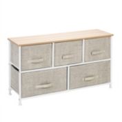 Inq Boutique 2-Tier Wide Closet Dresser, Nursery Dresser Tower With 5 Easy Pull Fabric Drawers And Metal Frame