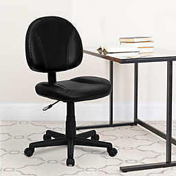 Emma + Oliver Mid-Back Black LeatherSoft Ergonomic Task Office Chair - Back Depth Adjustment
