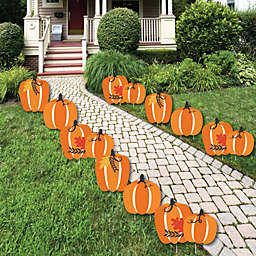 Big Dot of Happiness Fall Pumpkin - Pumpkin Lawn Decorations - Outdoor Halloween or Thanksgiving Party Yard Decorations - 10 Piece