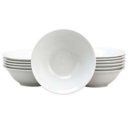 Gibson Home Noble Court 7 Inch Fine Ceramic Bowls in White 12 Piece Set
