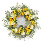 Melrose Home Decorative Lemon/Floral Wreath 28"D Foam/Plastic