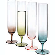 The Wine Savant Holiday Fall Colors Beautiful Champagne Flutes 10" Stemmed - 4 Set- Thanksgiving, Christmas & New Years Â - 10.5 OZ Elegant Glass Colored Glasses, Mimosa , Bar Glassware Ideal for Home, Weddings - Gift