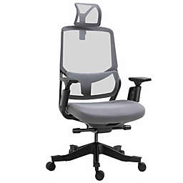 Vinsetto High Back Ergonomic Mesh Office Chair with Adjustable Height, Armrests, Lumbar Support and Headrest, Grey/Black